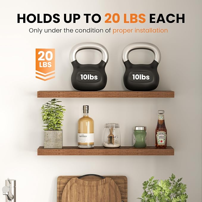 Fun Memories Floating Shelves for Wall, 12 Inch Set of 3 Rustic Wood Wall - Image 6