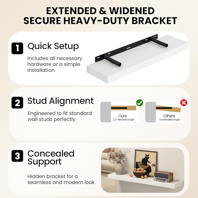 Fun Memories 67Inch Long Floating Shelves, 8 Inch Deep Shelves - Image 5