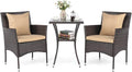 Tangkula 3 Pieces Patio Wicker Bistro Set, 2 Rattan Chairs w/ 2-Tier Tempered by TANGKULA