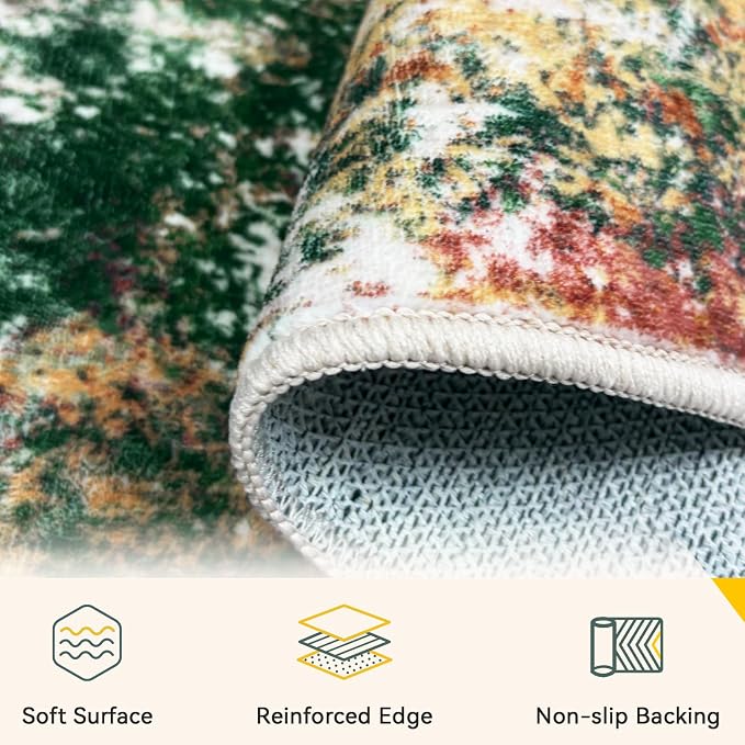 RELEANY Washable Area Rugs 2'x6' Non-Slip Modern Abstract Soft - Image 4