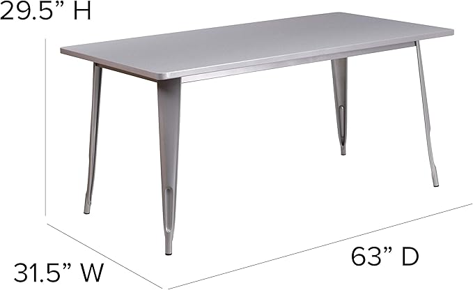 Flash Furniture Charis Commercial Grade 31.5" x 63" Rectangular Silver Metal - Image 5