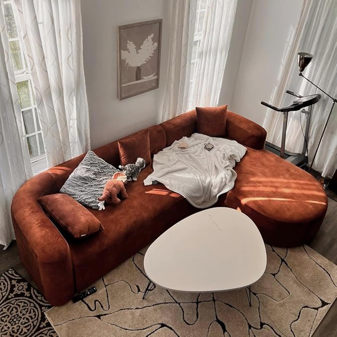 Acanva Luxury Modern Tight Curved Back Velvet Sofa, Minimalist Style Comfy Couch - Image 3