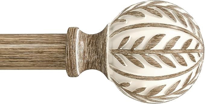 QDWIS Boho Wood Curtain Rods for Windows 28 to 48 inch, Rustic Decorative by Unknown