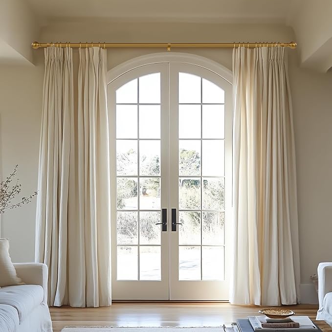 Modern Gold Curtain Rods for Windows 48 to 84 Inch 1" Diameter Adjustable Heavy - Image 2