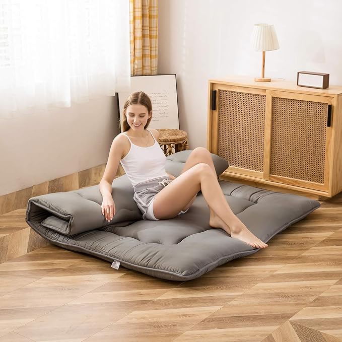 MAXYOYO Japanese Floor Mattress Futon Mattress, Charcoal Grey, Queen Size - Image 2