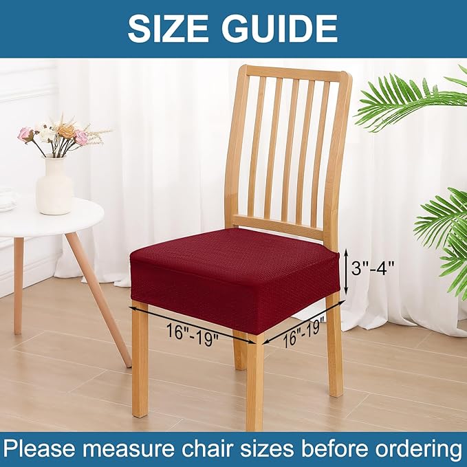 Smiry Waterproof Seat Covers for Dining Room Chairs Set of 2, Stretch Jacquard - Image 2