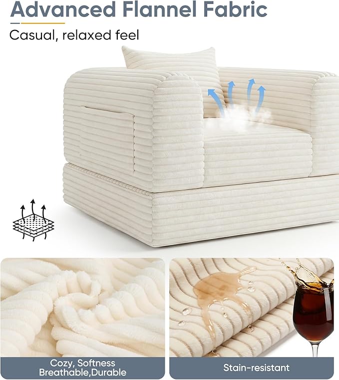 SYFERLORY Versatile 2 in1 Armchair Accent Chair Couch Convertible Boneless - Image 5