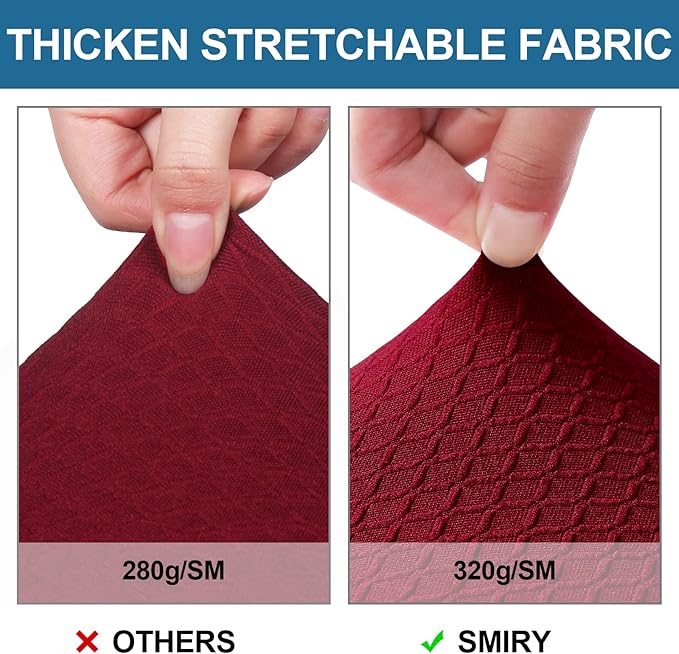 Smiry Waterproof Seat Covers for Dining Room Chairs Set of 8, Stretch Jacquard - Image 4