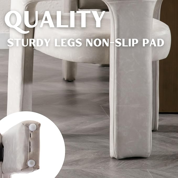 RIVOVA Modern Barrel Dining Chairs Set of 3, PU Leather Upholstered Accent Side - Image 6