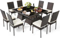 Tangkula 10 Pieces Wicker Patio Dining Set, Outdoor Rattan Table & Chairs Set by TANGKULA