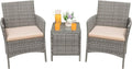Greesum 3 Pieces Patio Furniture Sets Outdoor PE Rattan Wicker Chairs by BuynowfromGreesum