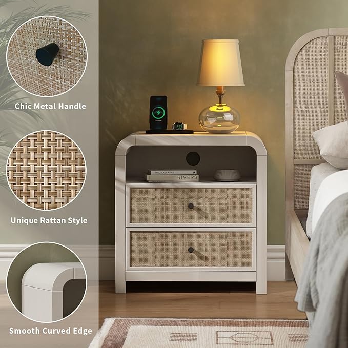 Oak&Sparrow Rattan Nightstand, 23.6'' Rattan End Table - Image 7