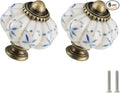 Ivory & Blue Pumpkin Knobs 6 Pack Ceramic Cabinet Knobs Vintage Drawer Pulls by Zernmiarder