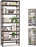 Homykic 6-Tier Bamboo Bookshelves and Bookcases, Adjustable 63.4”Tall Shallow by Homykic