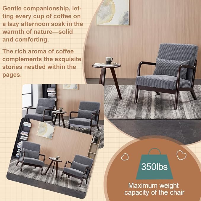 Havemies Mid-Century Modern Living Room Set, Accent Chair & Coffee Table in - Image 5