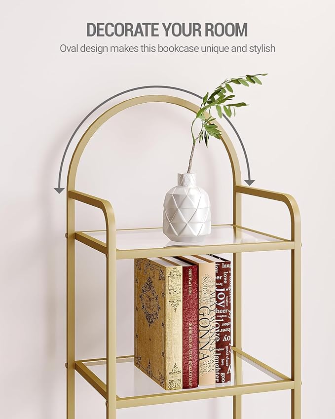 Hzuaneri Bookcase Bookshelf, Tempered Glass Bookshelves, Slim Shelving Unit - Image 5