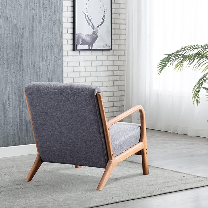INZOY Mid-Century Modern Accent Chair Set of 2, Dark Grey Living Room Chairs - Image 6