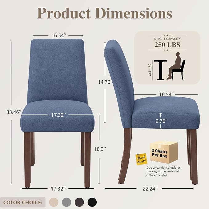 Dining Chairs Set of 2, Modern Dining Room Chairs - Image 2