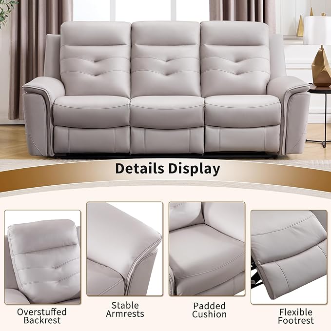 ANJ Power Oversized Reclining Sofa Couch Set of 2, Breathable Faux Leather - Image 6
