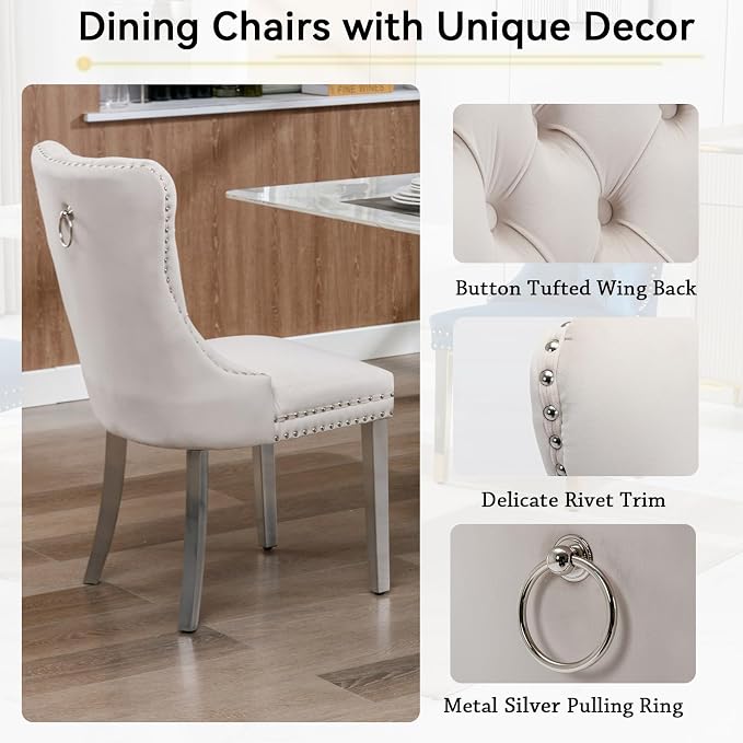 Henf 63"-79" Dining Table Set for 4, 5 Pieces Extendable Dining Table and 4 - Image 6