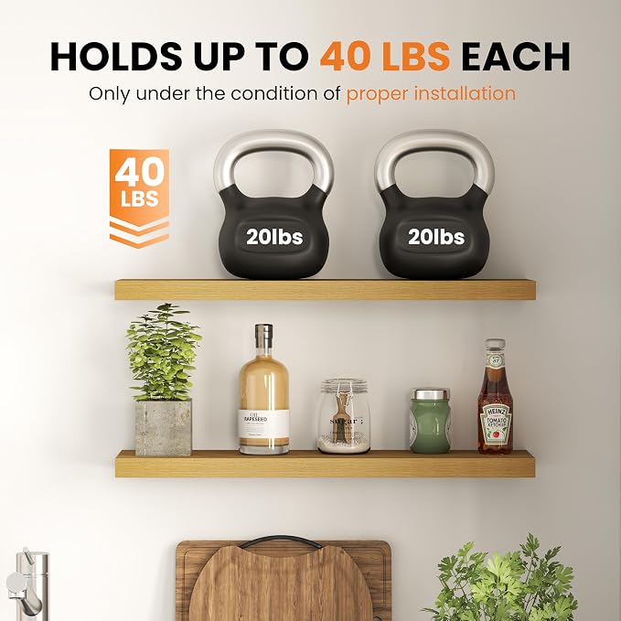 Fun Memories Floating Shelves for Wall, 36 Inch Long Set of 2 Rustic Wood Wall - Image 6