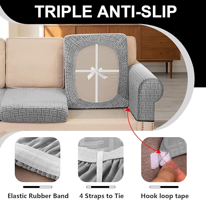 UNBBRRL 10 Pieces Stretch Sofa Cushion Covers - Image 3