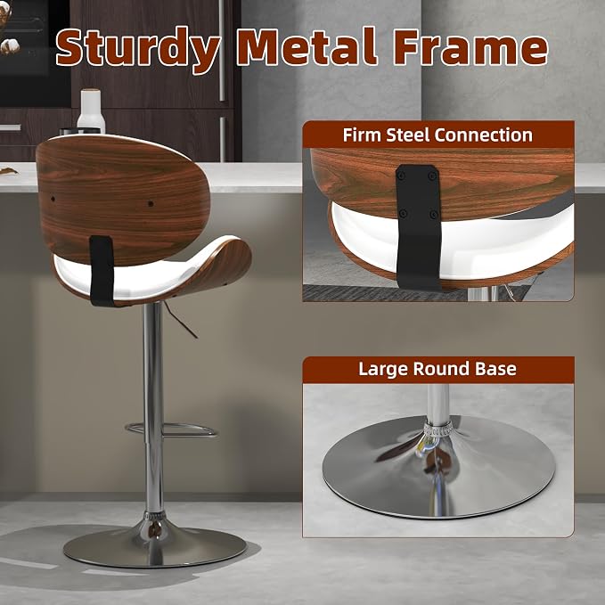 civama Bar Stools Set of 6 for Kitchen Counter, Adjustable Bar Height Chairs - Image 6