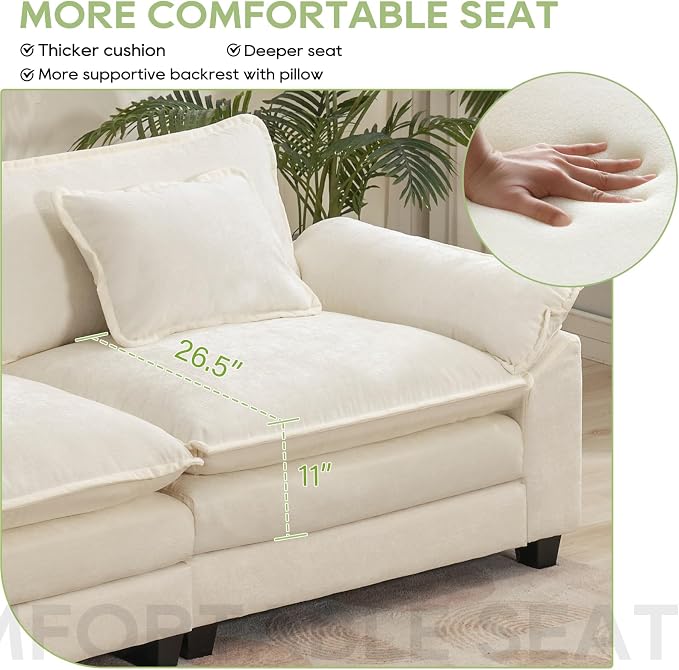 Oprisen 120" Modular Sectional Sofa, Comfy Cloud Couch Sectional Sofa - Image 4