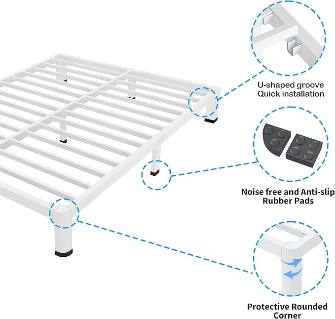 ROIL 7 Inch White King Bed Frame - Image 5