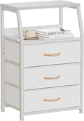 Furnulem White Nightstand with 3 Drawers and 2-Tier Shelf, Small Night Stand by Furnulem
