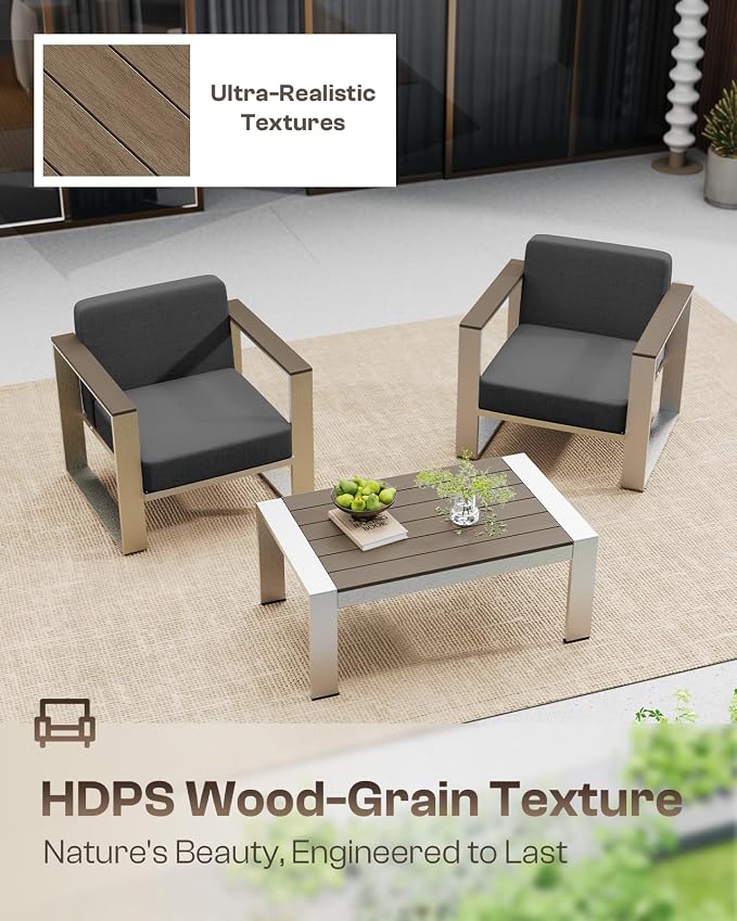 Outdoor Aluminum Loveseat, Modern Patio Patio Furniture - Image 4