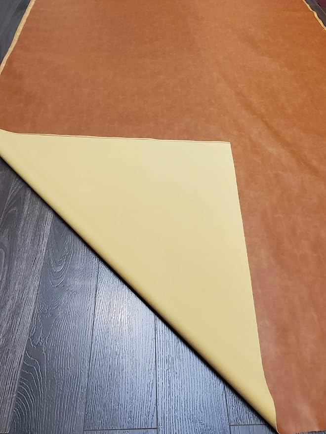 NAT LEATHERS | Tan Cognac 2 Tone Soft Faux Vegan Leather PU | 2 Yards Cut by - Image 6