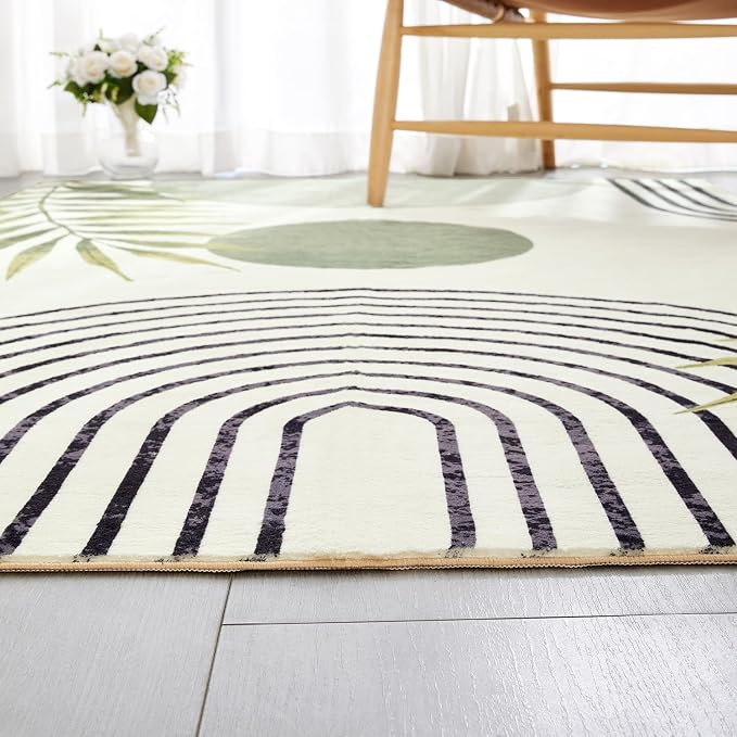 RoomTalks Mid Century Modern Washable Rug Stain Resistant, Boho Cute Aesthetic - Image 5