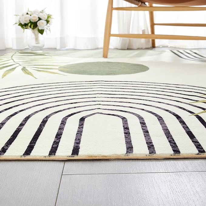 RoomTalks Mid Century Modern Washable Rug, Boho Cute Aesthetic 6x9 Area Rugs - Image 4