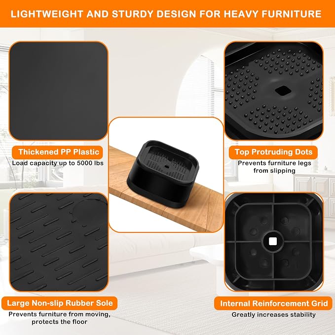 shouwuhho 16 Pack Furniture Risers Adjustable Bed Risers Heavy Duty Lifts - Image 5