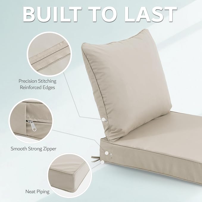 22x22 Inch Patio Chair Cushions Set of 2, Outdoor Furniture Cushions - Image 6