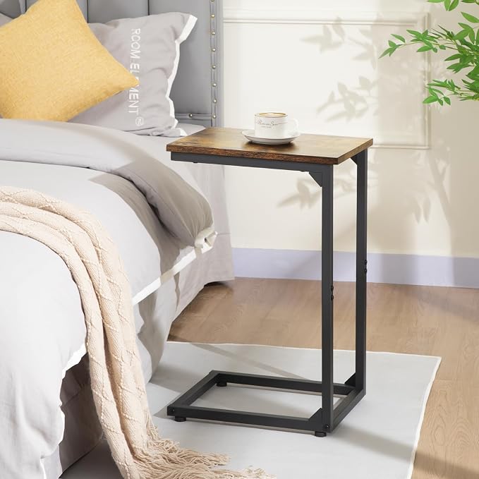 AMHANCIBLE C Shaped End Table, Slide Under Couch Table - Image 2