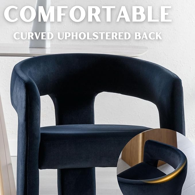 RIVOVA Modern Barrel Dining Chairs Set of 6, Velvet Upholstered Accent Side - Image 4