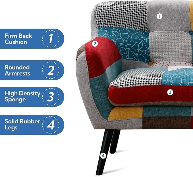 Bonzy Home Modern Boho Loveseat Couch Sofa Chair Set of 2 - Image 8