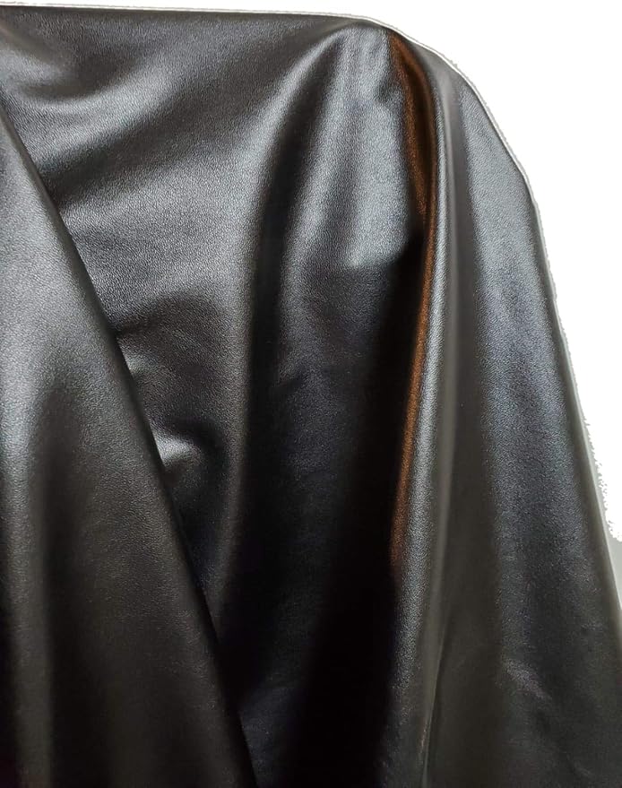 NAT Leathers™ | Black Stretch Super Soft Faux Vegan Leather PU | by the Yard - Image 2