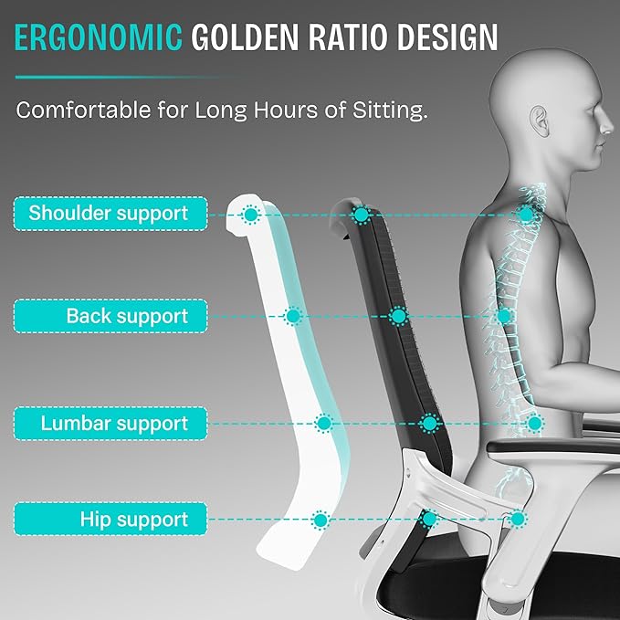 SUNNOW Office Chair, Ergonomic Computer Desk Chair, Sturdy Executive Task Chair - Image 4