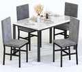 AWQM 5 Piece Dining Table Set for 4, Faux Marble Kitchen Table and Chairs for 4 by AWQM