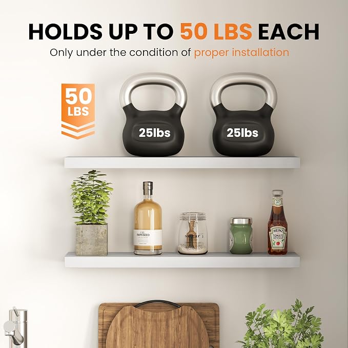 Fun Memories Floating Shelves for Wall, 48 Inch Long Set of 2 Rustic Wood Wall - Image 6