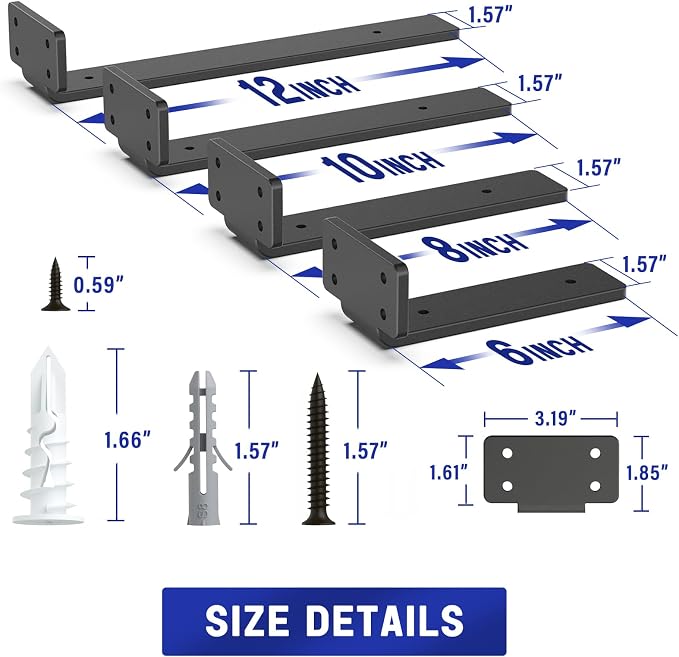 Goovilla Shelf Bracket, Heavy Duty Floating Shelf Brackets 10 inch Long - Image 4