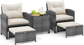 Tangkula 5 Pieces Patio Conversation Set, PE Wicker Rattan Outdoor Furniture Set by TANGKULA
