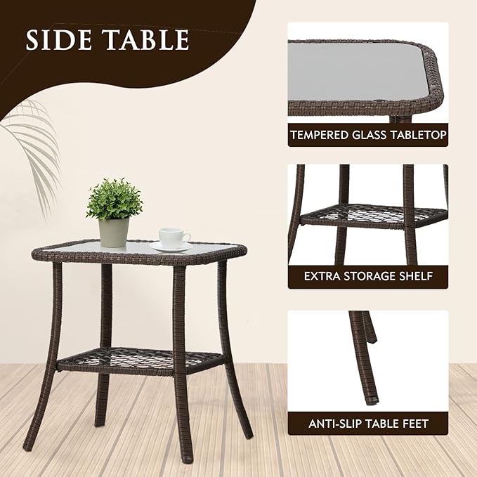 MELLCOM Patio Furniture Set, Weather Resistant Olefin Fabric - Image 5