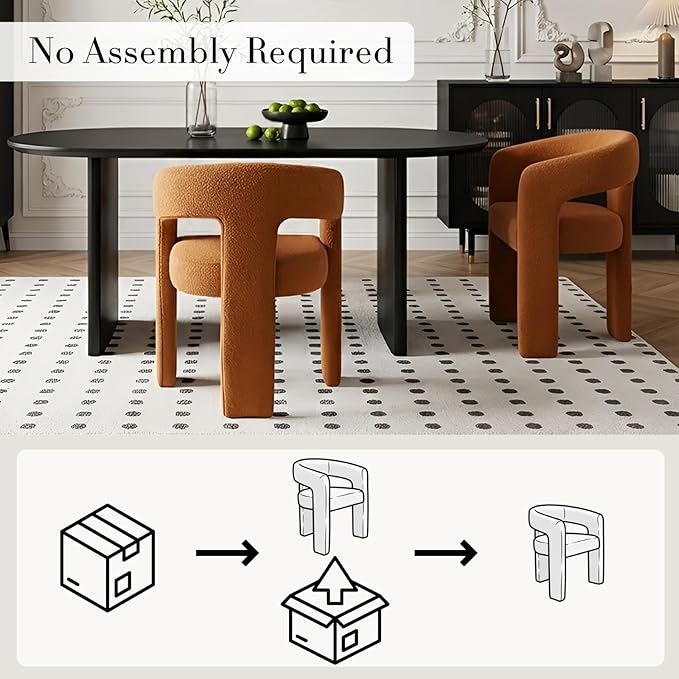 Modern Sherpa Dining Chairs Set of 4, Upholstered Barrel Chairs - Image 3
