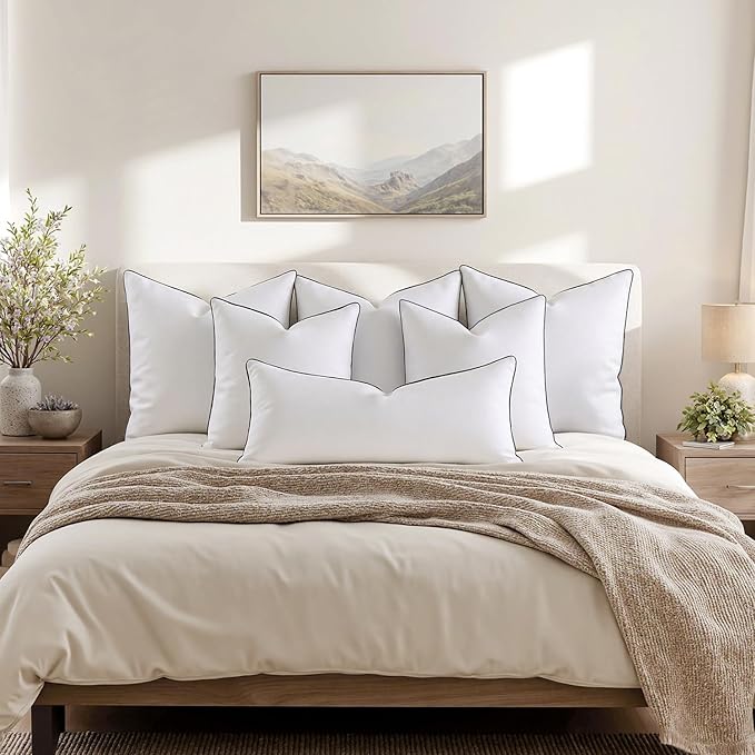 MIULEE Goose Feather Down 26x26 Euro Pillow Insert Set of 2 - Image 7