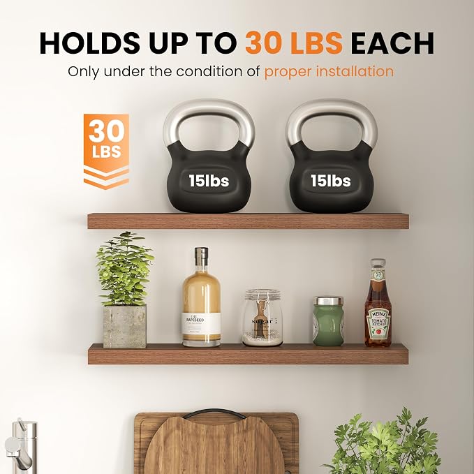 Fun Memories Floating Shelves for Wall, 24 Inch Set of 2 Rustic Wood Wall - Image 6