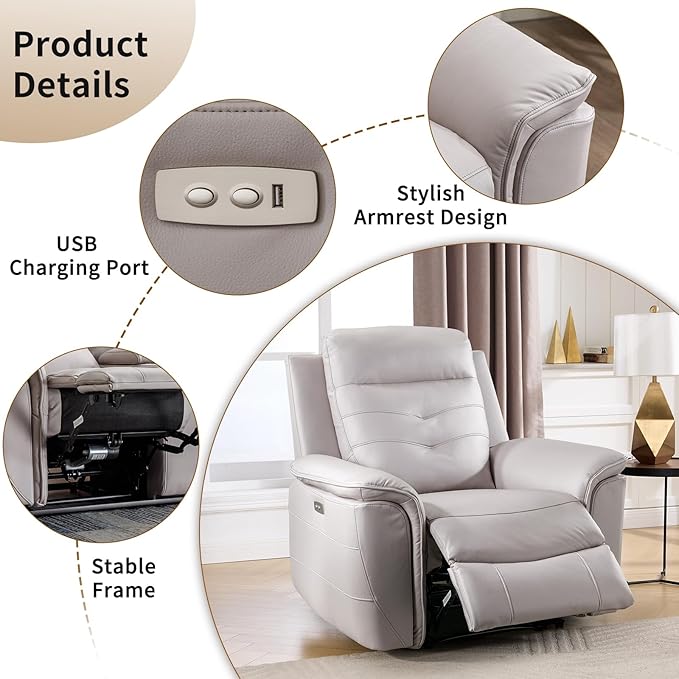 ANJ Power Oversized Reclining Sofa Couch Set of 2, Breathable Faux Leather - Image 4